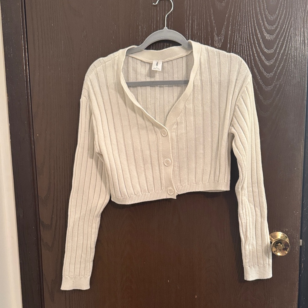 White Cropped Cardigan